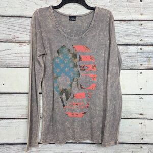 Daytrip Waffle Knit Graphic Top Large